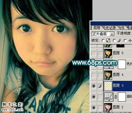 Photoshop 调出可爱女孩个性青黄色