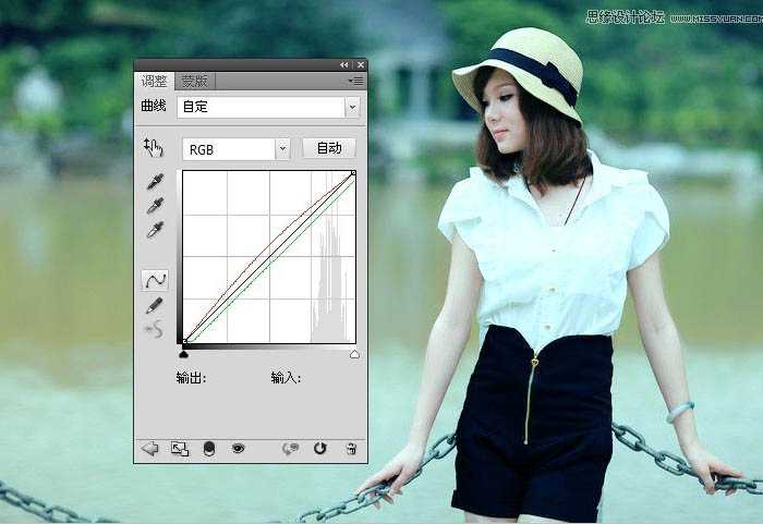 Photoshop将河边美女图片调制出清爽的淡绿色