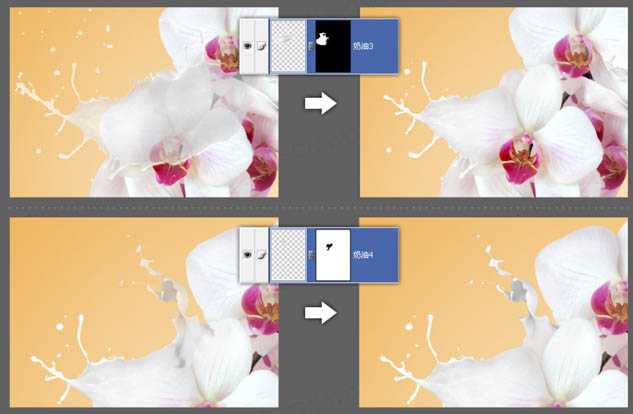 Photoshop快速给花朵加上喷溅牛奶教程