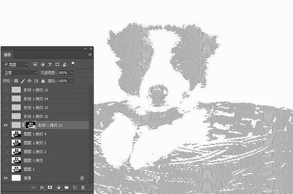 photoshop快速制作黑白版画效果的个性狗狗图片教程