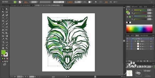 ai怎么绘制绿狼头像? ai绿狼标志的画法