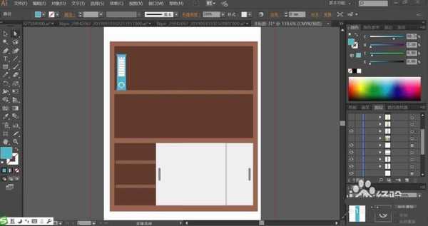 ai怎么手绘立体的置物柜? ai书柜插画画法