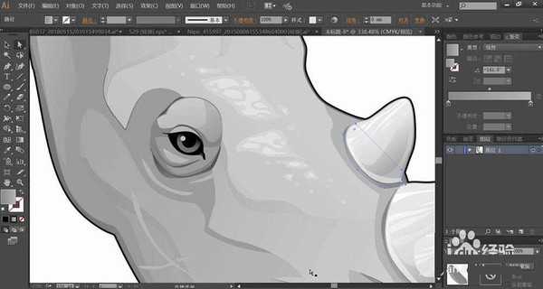 ai怎么手绘犀牛头像? ai犀牛黑白头像的设计方法