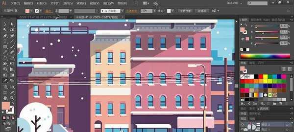 ai怎么设计冬季城市插画? ai手绘城市入冬矢量图的技巧